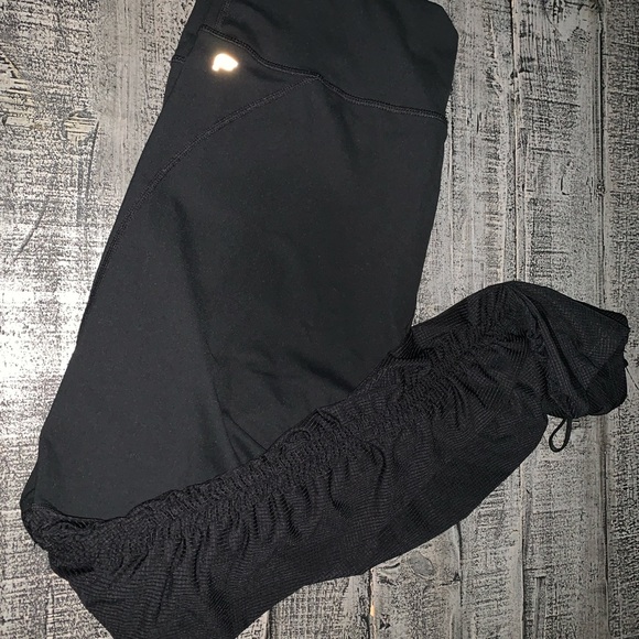 Purelux Fabletics XL Black Drawstring Ruched Leggings - Picture 1 of 4